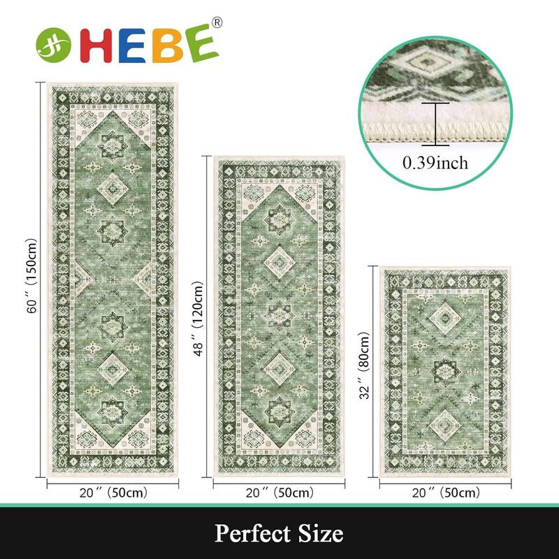HEBE Washable Boho Kitchen Rug Sets 3 Piece with Runner Non Slip Kitchen Rugs and Mats Kitchen Mats for Floor Thick Kitchen Floor Mat Carpet Runner Rugs for Hallway Laundry Holiday Decor